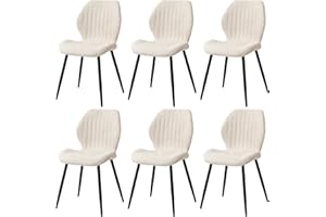 ‎GRANDCA HOME GrandCA HOME 6er-Set Esszimmerstühle, Gepolsterte Sitzstühle, Nordische Küchenstühle, Gepolsterte Stühle mit Metallbeinen, Stoffkissen, Beige