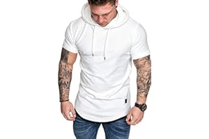 REMXI Hommes T-Shirt Sports Manche Courte Sweats à Capuche Hooded Sweatshirt pour Shirt Homme