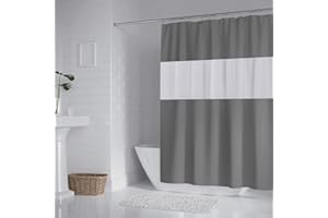 DUFU Cortina de Baño, Cortina de Ducha de EVA Impermeable Lavable a Máquina, Cortina con 12 Ganchos, para Dormitorio/Familia/Apartamento/Hotel - Gris