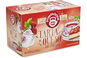 Pompadour | Infusión de Tarta de Queso con Fresas | Delicioso Sabor a Tarta de Queso con Fresas | Sin Calorías | Sin Teína | 18 Bolsitas de 2,25 Gr