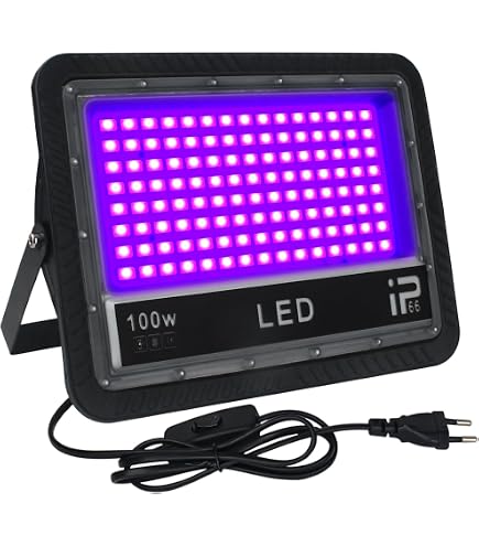 Projecteur LED UV 100W 365-370nm - Lumière Noire IP66 - Pour Fêtes Fluos, Peinture, Halloween