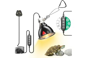HeatingLux Reptile Heat Lamp, Reptile Dome Light Fixture with Timer, Tortoise Heat Lamp with Clamp,Terrarium Hood lamp for Reptile, Tortoise, Beard Dragon