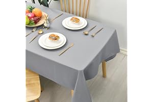 Hiasan Glatt Tischdecke Fleckenabweisend Tischtuch mit Lotuseffekt Leicht Wasserabweisend Tischwäsche, Silbergrau, 150x300cm