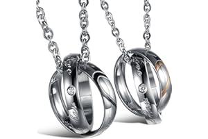 OIDEA 1 par (2 unidades) anillo colgante con cadena de 45 cm y 50 cm, collar para hombre y mujer