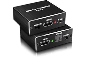EFFDRDFS HDMI Audio Extractor- 4K x 2K HDMI to HDMI+ SPDIF+ 3.5mm Stereo Audio Output Splitter Adapter, Support PASS/2.0CH/5.1CH Audio Modes