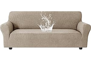 Ystyle Funda Sofa Impermeable 3 Plazas, Ajustables Fundas Sofa Elasticas, Universales Cubre Sofas Antiarañazos Gatos, Couch Cover Antideslizante Antimanchas, con Reposabrazos, Caqui