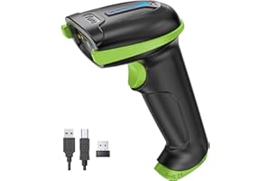 Tera Lettore di codici a barre portatile 1D laser wireless e USB cablato con indicatore del livello della batteria, batteria extra large 2000mAh, brevetto n.: EU008489413, aggiornamento modello 5100