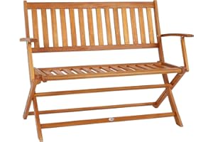 DEUBA Casaria® Banco de Madera de Eucaliptus 120x90x55 Banco de Jardín Plegable Certif. FSC Asiento 2 Plazas