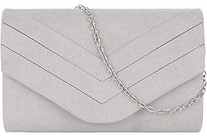 MEGAUK Damen Clutch Elegante Abendtasche Wildleder Handtasche Envelope Tasche Unterarmtasche mit Kette für Hochzeit Wedding Prom Party