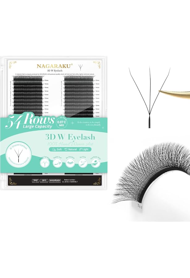 Natuhana Wimpern Extensions 0.07 D Curl – 8mm Volumen W-förmig, Selbstfächernd | Für Lash Techs, 4D-Look, Vegan