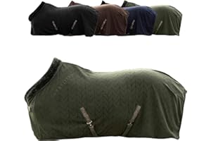 Covalliero - Fleecedecke | Pferde Abschwitzdecke | Transportdecke mit Brustschnalle, Schweifriemen & Kreuzgurten | super weich & atmungsaktiv | Pferdedecke in Opal Green | Größe 165cm
