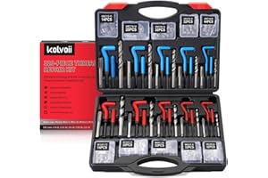 Kolvoii Helicoil Thread Repair Kit 320-Piece Metric SAE Heli Coil Thread Repair Kit with HSS Drill Bits Inserts Taps Break Off Tools, Universal Threaded Restorer Restoring Rethread