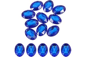 QUARKZMAN 10pz Gemme Ovali in Acrilico 30x40mm Strass Artificiali con Retro Piatto per Creazioni Fai da Te Gioielli Pittura Viso Matrimonio Feste Blu