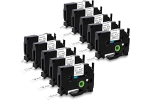 MarkField 10x Compatible Label Tape Replacement for Brother P Touch TZ TZe-231 12mm x 8m Black on White Cassette, for GL-200 PT-1000 1005 H105 H107 H110 H200 H100LB/R D200 D210 D400 E100 Cube