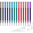 Erasable Pen Refills, 7 Assorted Colors Gel Ink Refills Medium Fine Point Erasable Pens Refill Compatible with Retractable Click Pens Erasable Pens for Writing Planner, Fine Point 0.7 mm (14 Pcs)