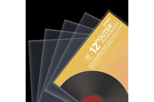 GPXIIZ Pochette Vinyle 33 Tours Extérieur 12 Pouces, 50 x Pochette Protection Vinyle Transparente, Pochettes Vinyles en Polypropylène Durable pour Disque Vinyle 33 Tours