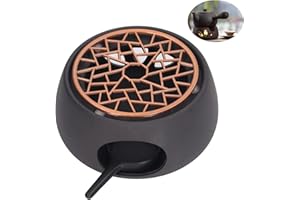 SAMSYOKI Chauffe-Théière, Chauffe-thé en Céramique, Théière Réchauffeur avec Cuillère et Couvercle, Chauffer Café Réchaud pour théière en Porcelaine pour Chauffer Le Thé et Le Café (B)