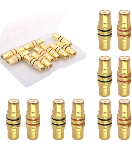 Placcato In Oro A 3 Rca Femmina Jack Femmina Adattatore Bianco Rosso Giallo 2pz