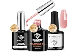 Modelones 8 en 1 Kit de Gel Constructor para Uñas - Base de Goma, Refuerzo Semipermanente, Extensión y Primer Deshidratador - Rosa