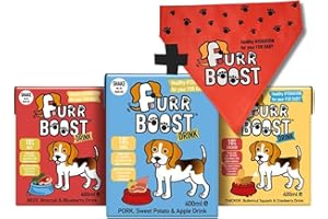 Furr Boost Dog Drink Hydration Taster Set with FREE Bandana (3x400ml) | 100% Natural Oral Rehydration Smoothie for Dogs | No Additives or Preservatives | More Benefits than Bone Broth