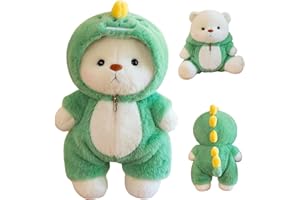 BAISHUWU Orsacchiotto Peluche, 30CM Orsacchiotto di p-eluche con Costume da Dinosauro, Teddy Bear Peluche, O-rsacchiotto di peluche con Cappuccio, Or-sacchiotto Di Pe-luche Compleanno, Regalo per Natale (M2)