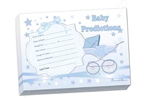 Uk Baby Shower Co Ltd - Baby Shower Keepsake, Blue Stars Prediction Cards - 20 Guest