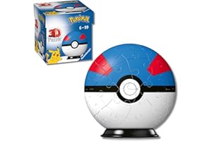 Ravensburger - Puzzle 3d Poké Balls Blu E Rossa | Puzzle 3d Bambini A Partire Dagli 6 Anni | Modellismo Da Costruire Bambini Di 54 Pezzi | Regalo Bambino 6 Anni E Più