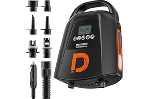 URYOHO Air Pump Electric, 9000 mAh Lithium Battery, 20 PSI High Pressure, Rechargeble, 12V DC Car Connector, Paddle Board Pump For Stand Up Paddle Boards, Boats, Water Sports