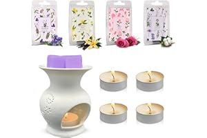 BODYGENIX Ceramic Wax Melt Burner & Wax Melts - Essential Oil Burners for Wax Melts Aroma Diffuser Butterfly Cutouts Furnace - Assorted Wax Warmer Aromatherapy Decor Gift Set for Home and Office