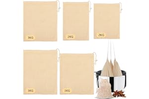 WISEJOY Pack de 5 Bolsas de Malla para Cocción, Malla Garbanzos para 2kg y 3kg Reutilizables Aptas para Cualquier Tipo para Cocinar Legumbres, Garbanzos