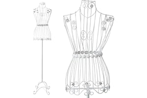 PrimoLiving maniquí de modista de Metal Bella Donna en Blanco - maniquí de época - Ideal como maniquí de señora o Perchero - P-11478