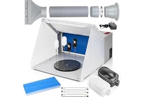 Autolock Aerógrafo Lighted Hobby Spray Booth Kit, Cabina de Pintura con 3 Luces LED y 2 Piezas de Filtro y Manguera de Filtro 6 Clips Metálicos, Cabina de Pintura Portátil de Gran Capacidad Modelismo