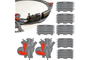 Huucozn 32 Stück City Zug Schienen Set Bausteine Zug Schienen Set City Train Tracks Spielzeug Eisenbahnschienen Kompatibel mit dem Marktführer züge Schienen für Eisenbahn Cities züg Zubehör Brücke