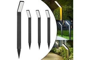 LONGTOO Solar Garden Light, 4 Pack IP65 Waterproof Solar Pathway Lights, 3 Light Modes, Auto Working, Aluminium Solar Landscape Lights for Garden, Deck, Lawn, Yard, Pathway, Driveway