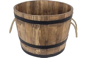 weeco Grand pot de fleurs en bois, dimensions 50 x 40 cm. Pot de fleurs en bois d'aulne avec anneaux en métal. Pour le salon ou la terrasse. Couleur wengé. Poids : 10 kg