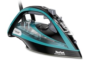 ‎TEFAL TEFAL FV9844 Ultimate Pure Żelazko, filtr mikro-kalc, uderzenie pary do 250 g/min, stopa Durilium AirGlide Autoclean, 3200W, stały strumień pary 60 g/min, system antywapienny, Czarny/Niebieski, 0,35 l