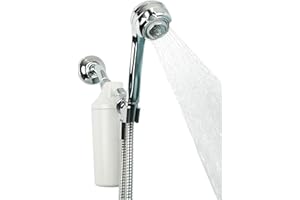 Aquasana AQ-4105CHR Duschwasserfiltersystem, maximale Durchflussmenge mit Handstab, filtert über 90% des Chlors – Kohle- und KDF-Filtermedien – weiche Haut und Haare aus hartem Wasser