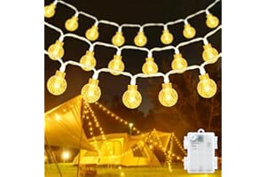 ‎ETOPGO Etopgo Lichterkette Außen Batterie, 6M 40LED LED Kristall Kugel Lichterkette mit 6h Timer, IP65 Wasserdicht Outdoor Lichterkette für Weihnachten, Schlafzimmer, Hochzeit, Geburtstag Innen außen Deko