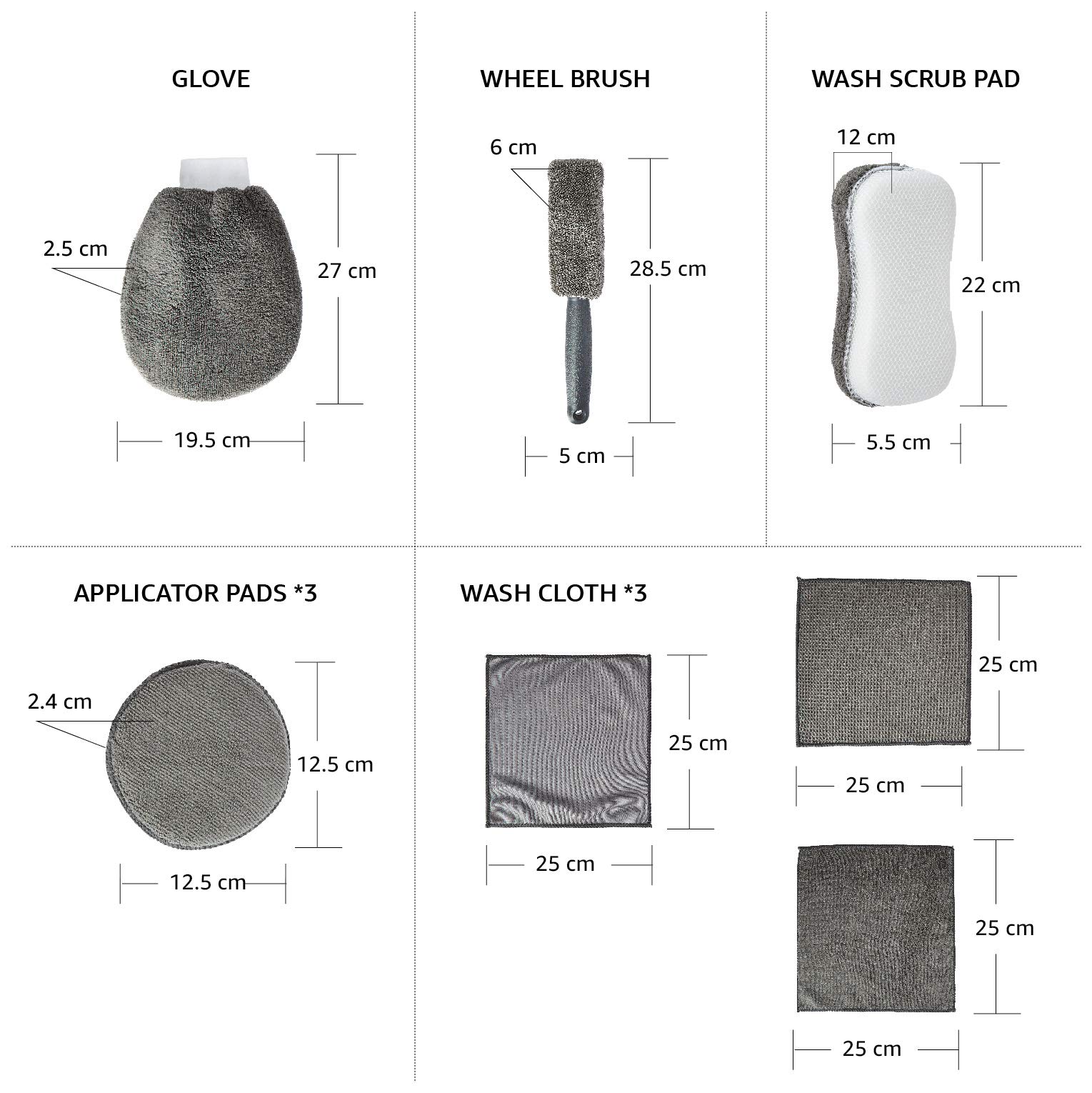 Amazon Brand - Solimo Car Cleaning Kit (Set of 9, Grey) - Image 6