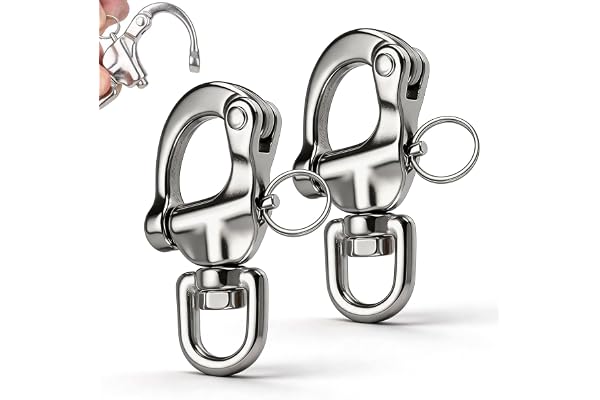 CHENKEE Snäppstång, 2 stycken rostfritt stål svängande ögonsnap shackle tung knäppning skaft snabb utsläpp marin svängande skaft D-vänster krok skaft klämma för segelbåt sandsäck