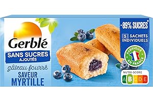 Gerblé Gâteau Fourré Saveur Myrtille Sans Sucres Ajoutés – Gâteaux Moelleux Individuels, Sans Huile de Palme, 150g (5 sachets)