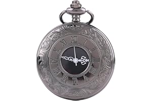 GOTOTOP Męski zegarek kieszonkowy specjalna klasyczna lupa mechaniczna ręcznie wiatr półłowca cyfry rzymskie antyczny zegarek z łańcuszkiem