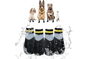 Hjumarayan Hundesocken Wasserdicht - Hundeschuhe Pfotenschutz Outdoor, Socken Hund 4 Stück, Hundesocken Anti Rutsch, Hundeschuhe Pfotenschutz Wasserfeste Winter für Miniature Dachshund, Schwarz (1#)
