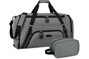 Dakuly Sac de Sport Homme Femme Sac de Voyage avec Compartiment à Chaussures et Poche Humide 55L Grande Capacité Sac Weekend pour Gym Yoga Natation Gris