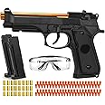Moonmen Soft Bullet Toy Guns for Boys, Automatic Reloading Shell Ejecting Toy Gun with 120 Bullets and 2 Magazines, Education Model Toy Gun Pistol Shooting Game for Kids (Beretta M9A3 Black)