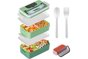 Anykuu Lunch Box 1600ML Porta Pranzo con 2 Strati e Posate Senza BPA Bento Box Ermetico Sicuri per Bambini e Adulti Schiscetta Pranzo per Microonde e Lavastoviglie