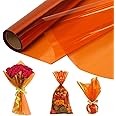 Cellophane Wrap Roll, Width 40cm x 30m Long 3.5 Mil Thick Transparent Red Flower, Gifts, Baskets, Treats, Cellophane Wrapping Paper, Colorful Cello Craft Christmas Holiday Decoration(Orange)