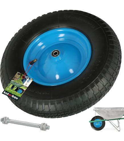 Relaxdays Roue De Brouette Pneumatique 4.80/4.00-8 Avec Axe - Charge 120 Kg, Jante Acier