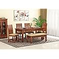 Krishna Wood Decor Dining Table 6 Seater with Chairs | Dining Table Sets | 6 Seater Dining Table Wooden | with 4 Chairs 1 Bench | Dining Room Set Furniture Sheesham Wood | Teak Finish