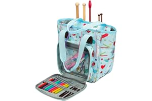 CRSUSUKJ Bolsa de Ovillos, Labores, Ganchillos, Tejido y Accesorios, Organizador de Lanas, Tejer, Costura para Agujas (azul claro)